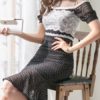 Polka Dot Short Sleeves Ruffles Bodycon Dress - Image 2