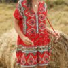 Print Short Sleeve Loose Leg Playsuit - Image 2