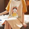 Printed Jewel Neck Cotton T Shirt Sleepwear Dress