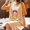 Printed Jewel Neck Cotton T Shirt Sleepwear Dress - Image 2