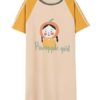 Printed Jewel Neck Cotton T Shirt Sleepwear Dress - Image 5