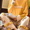 Printed Jewel Neck Long Sleeves Pajamas Sleepwear 2 Piece
