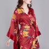 Printed Printed V-Neck Long Sleeve Nightgown - Image 5
