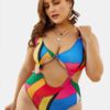 Printed See Through High Waisted Swimwear - Image 3