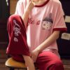 Printed Short Sleeves Tops With Pants - Image 2