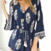 Printed Stretch Shorts Romper Playsuit - Image 2