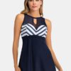 Printed Striped Hollow Back Closure Swimwear - Image 2