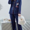 Printed Turndown Collar 2 Piece Pajamas Sleepwear