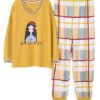 Printed V Neck Sleepwear Pajamas 2 Piece - Image 2