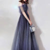 Prom A Line Illusion Neckline Short Sleeves Pleated Pageant Dresses - Image 4