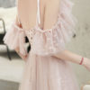 Prom A Line Straps V Neck Short Sleeves Sash Party Dresses - Image 2