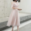 Prom A Line Straps V Neck Short Sleeves Sash Party Dresses - Image 3