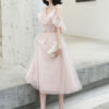 Prom A Line Straps V Neck Short Sleeves Sash Party Dresses - Image 4