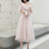 Prom A Line Straps V Neck Short Sleeves Sash Party Dresses - Image 5