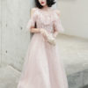 Prom A Line Straps V Neck Short Sleeves Sash Party Dresses