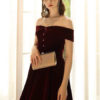 Prom Off The Shoulder A Line Short Sleeves Ankle Length Buttons Party Dresses - Image 2