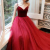 Prom V Neck A Line Sleeveless Straps Beaded Floor Length Wedding Guest Dresses - Image 3