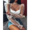 Puff Sleeve Smock Crop Tops Beach Wear - Image 2
