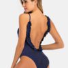 Ruffled Trim Backless Simple One-Pieces Swimwear - Image 3