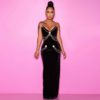 Crystal Chain V-Neck Bandage Bodycon Dress - Image 4