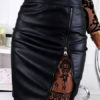 Sexy Bodyocn Zipper Lace Leather Like Mini Skirt - Image 6