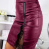Sexy Bodyocn Zipper Lace Leather Like Mini Skirt - Image 7
