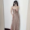 Sexy Bow Polka Dot Strapless Bodycon Midi Dress