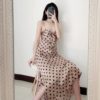Sexy Bow Polka Dot Strapless Bodycon Midi Dress - Image 4