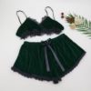 Sexy Chest Pad Velvet Sleeveless Sling and Shorts Sleepwear - Image 2
