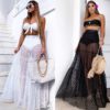 Sexy Dot Bikini Cover Up Long Skirt - Image 4
