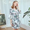 Sexy Floral Silk Satin Printed Nightgown