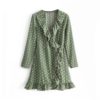 Sexy Ruffles Polka Dot V-neck Split Dress - Image 2