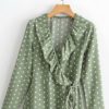 Sexy Ruffles Polka Dot V-neck Split Dress - Image 4