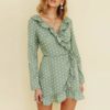 Sexy Ruffles Polka Dot V-neck Split Dress