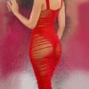 Sexy Sleeveless Sheer Bodycon Dress - Image 2