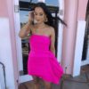 Sexy celebrity runway  Vestidos Asymmetric Ruffled Mini top Dress