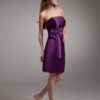 Sheath Grape Satin Bow Strapless Short Bridesmaid Dress For Wedding - Image 3