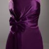 Sheath Grape Satin Bow Strapless Short Bridesmaid Dress For Wedding - Image 7