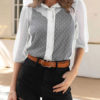 Sheer Blouse Tulle  Polka Dot Puff Sleeves Tops - Image 2