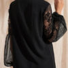 Shirt Lace Jewel Neck Casual Long Sleeves Chiffon Tops - Image 4
