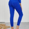 Athletic Skinny Polyester Raised Waist Solid Color Trousers - Image 2