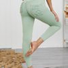 Athletic Skinny Polyester Raised Waist Solid Color Trousers - Image 5