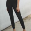 Skinny Polyester Raised Waist Solid Color Trousers - Image 6
