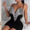 Sleeveless Halter V Neck Sexy Club Evening Party Bodycon Dress - Image 4