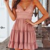 Sleeveless Straps Neck Lace Up Stretch Polyester Cotton Mini Dress - Image 7