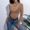Solid Moon Print Turtleneck Long Sleeve Elegant Skinny Casual T shirt - Image 13