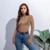 Solid Moon Print Turtleneck Long Sleeve Elegant Skinny Casual T shirt - Image 14