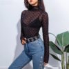 Solid Moon Print Turtleneck Long Sleeve Elegant Skinny Casual T shirt - Image 16