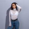 Solid Moon Print Turtleneck Long Sleeve Elegant Skinny Casual T shirt - Image 18