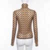 Solid Moon Print Turtleneck Long Sleeve Elegant Skinny Casual T shirt - Image 3